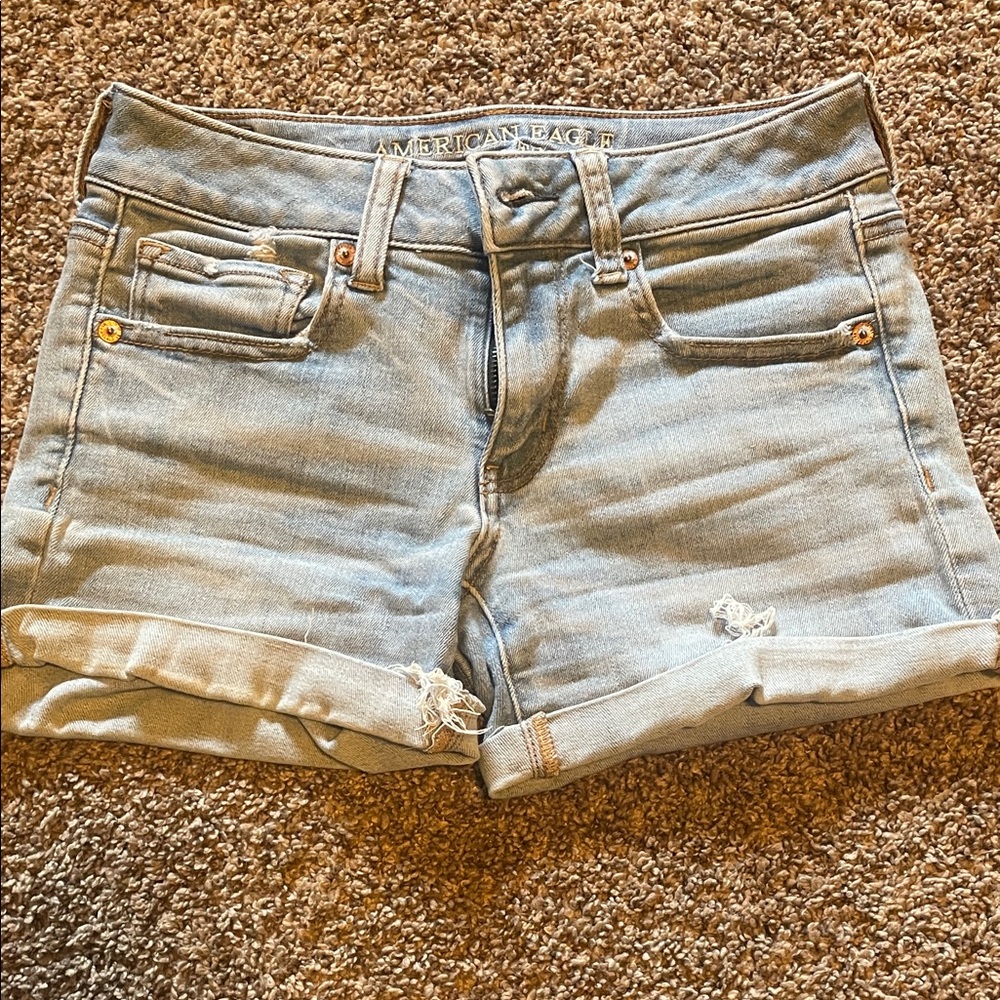American Eagle Outfitters Women's Faded Blue Jean Shorts